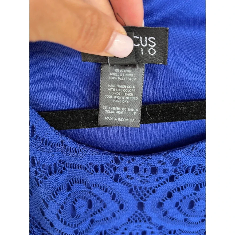 Enfocus Studio Katie Blue Lace Sleeveless Fit Flare Cocktail Dress Sz 8 - Picture 5 of 8